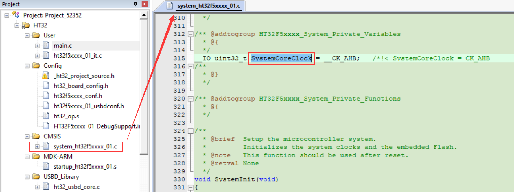 **HSE** 修改参数(KEIL5)